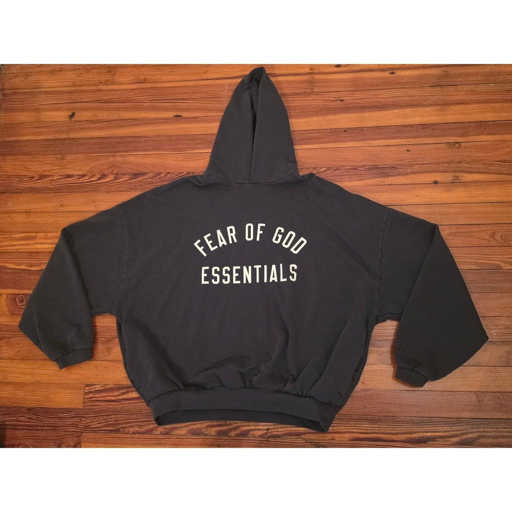 Fear of God Essentials Mens XL Black Logo Oversized Hoodie Pullover RN090233